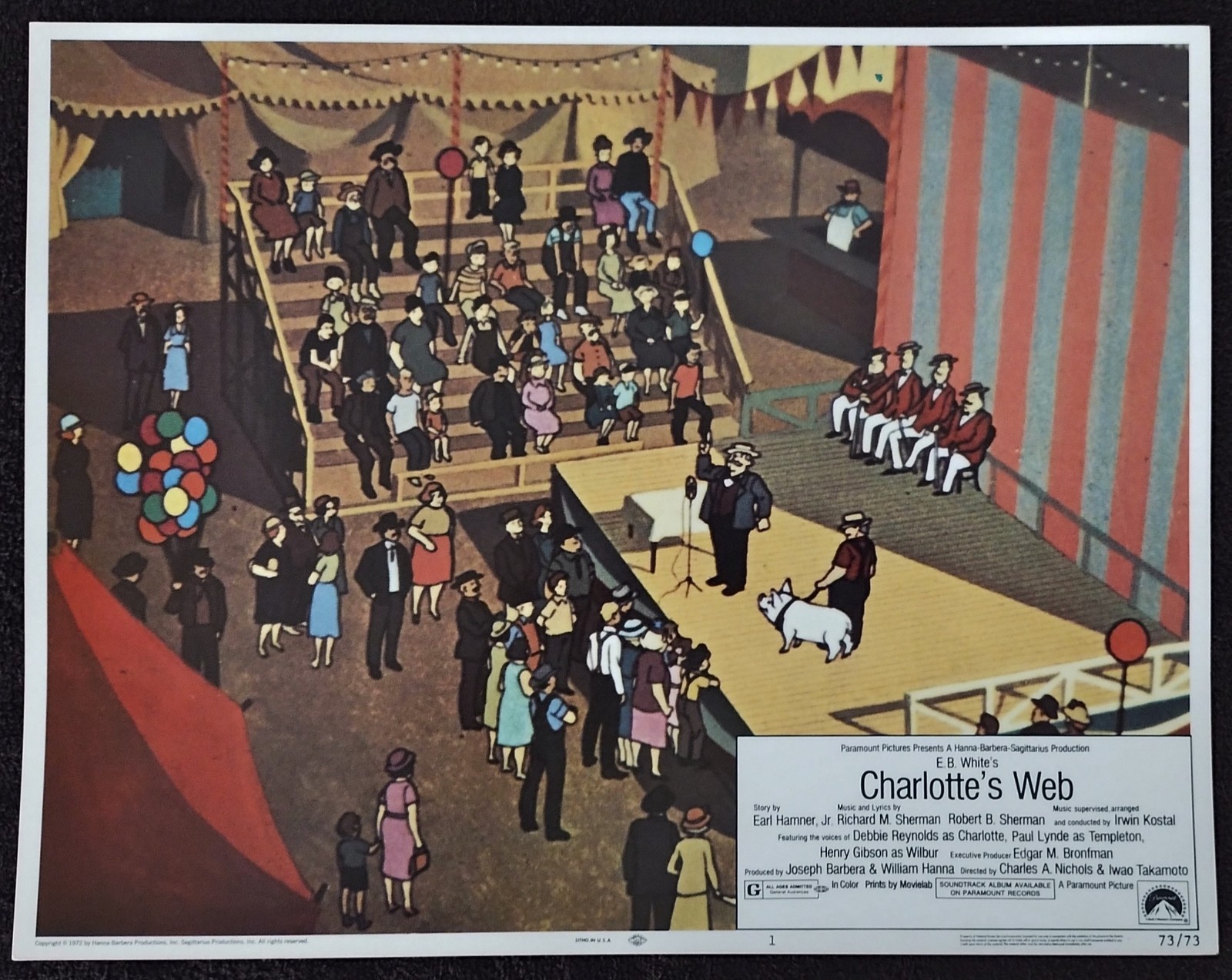 Charlotte’s Web 1973 Vintage Lobby Card #1 Debbie Reynolds Paul Lynde