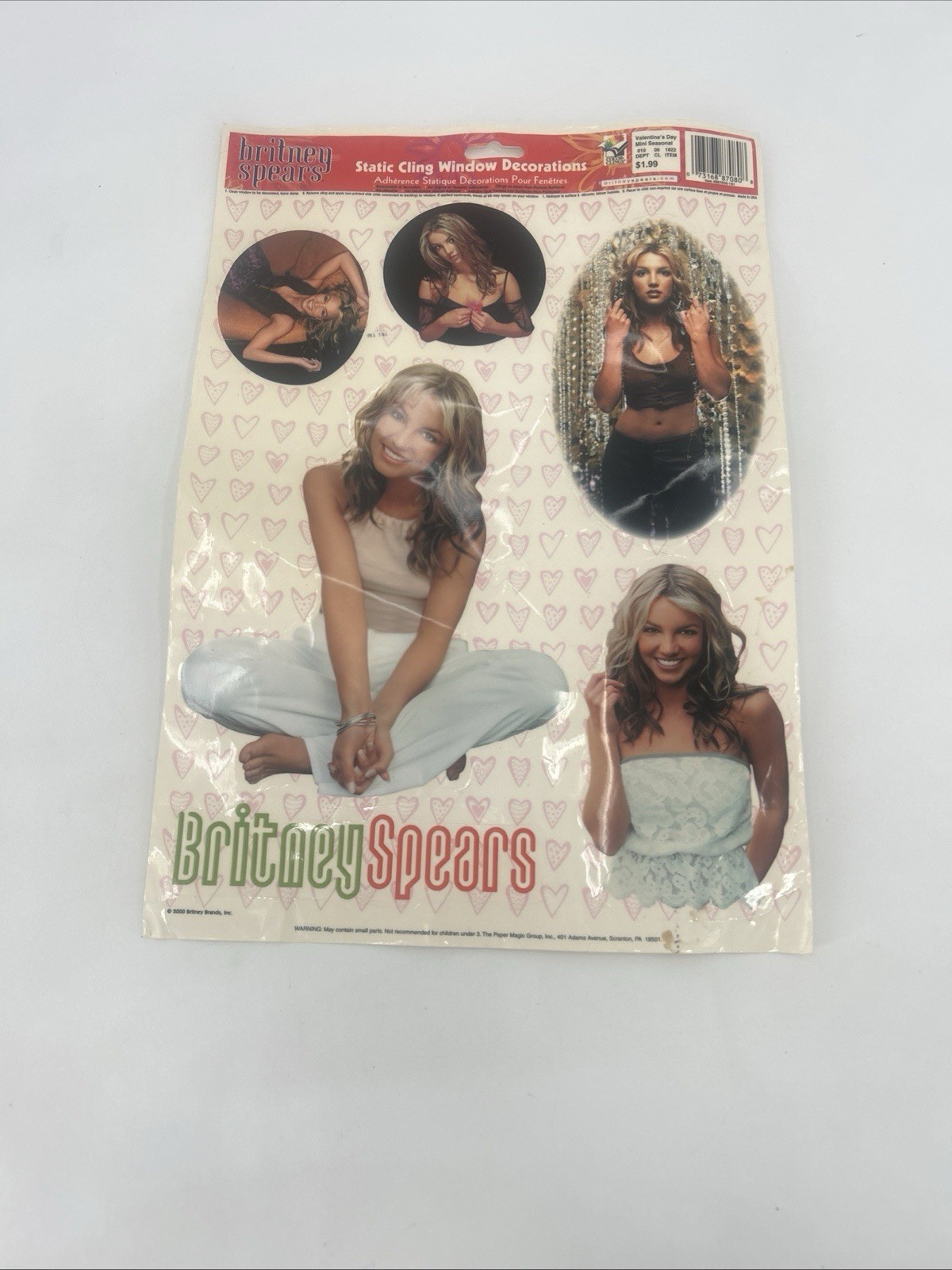 Vintage 2000 Britney Spears Static Window Cling Britney Brands Fast Shipping Y2K