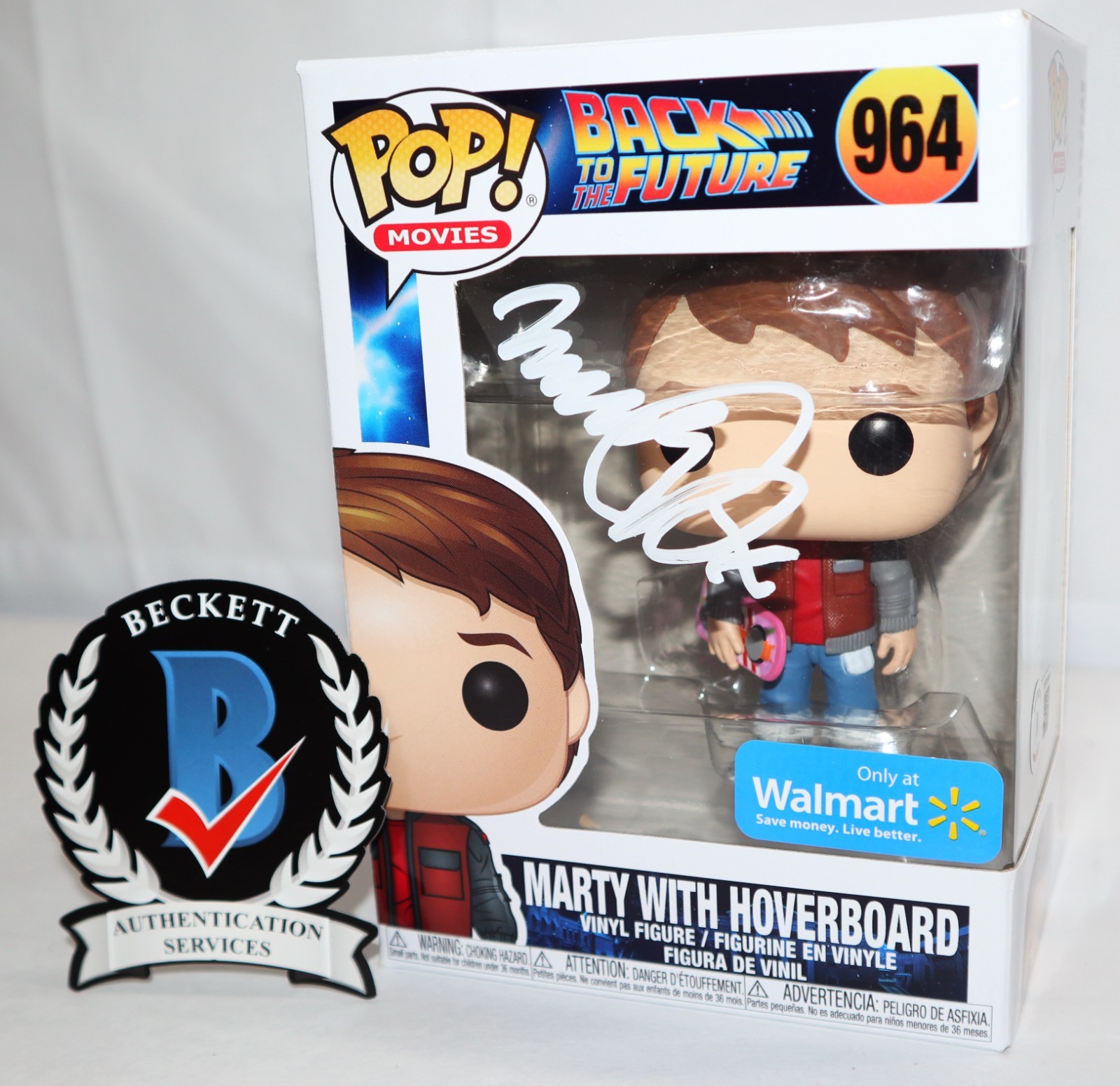 Michael J Fox Signed Marty Hoverboard Back To The Future 964 Funko POP Beckett
