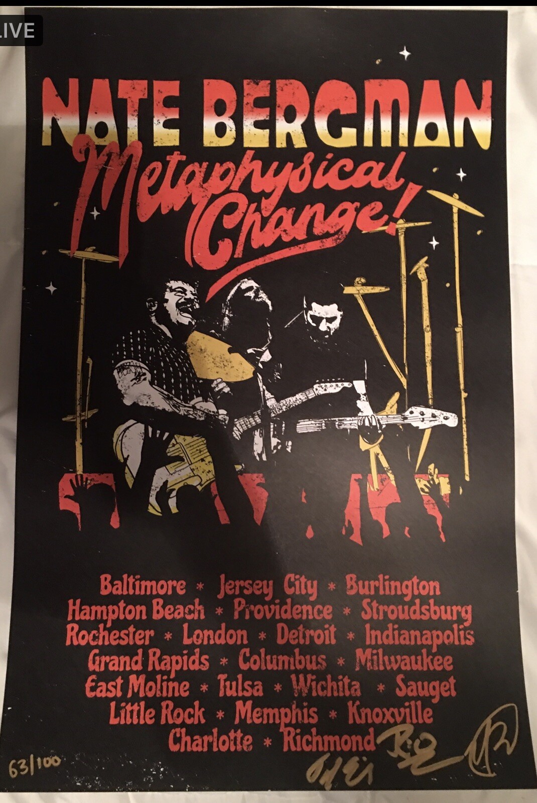 Nate Bergman tour poster signed numbered Lioneze Not Clutch Poster