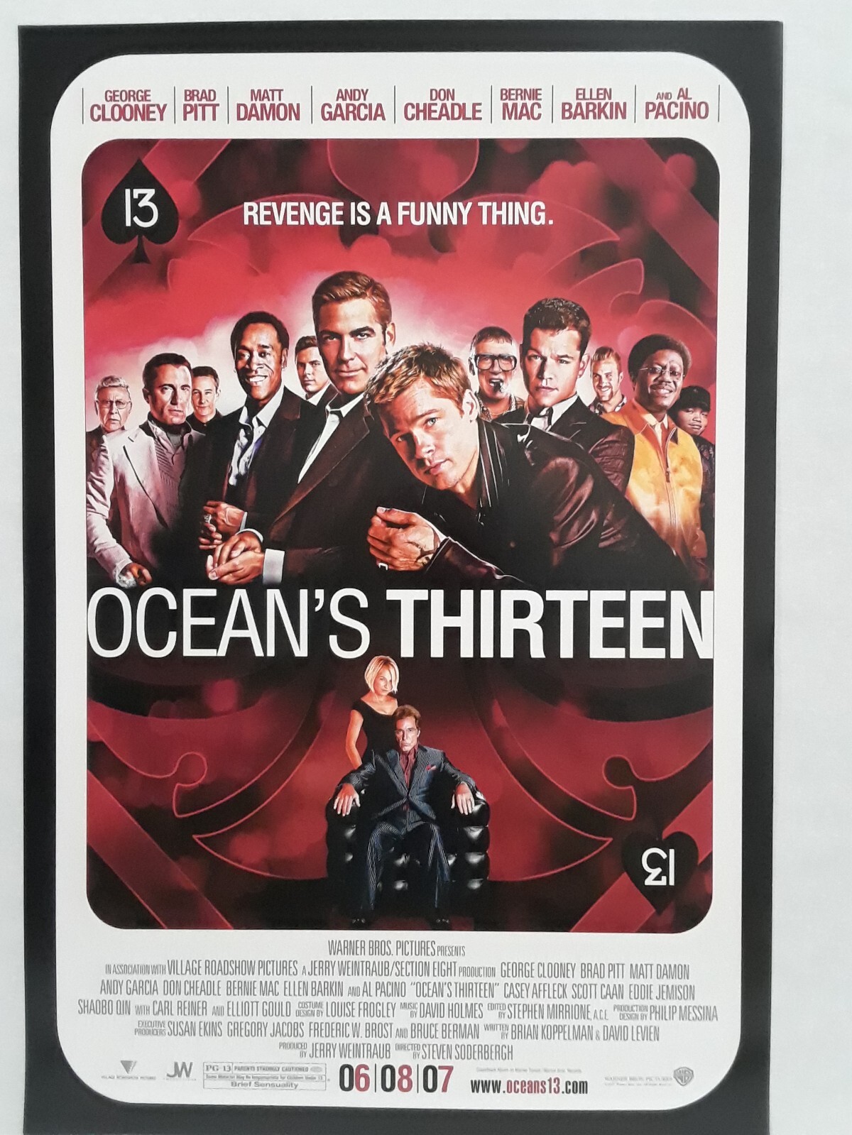 Oceans 13 Brad Pitt, George Clooney, Matt Damon Poster 11.5 x 17 in Movie Poster
