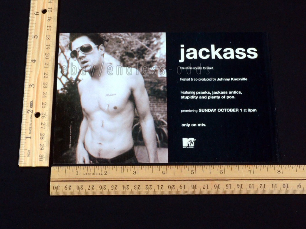 2000 Jackass Johnny Knoxville MTV Series Premiere Magazine Page Print Ad 2000s