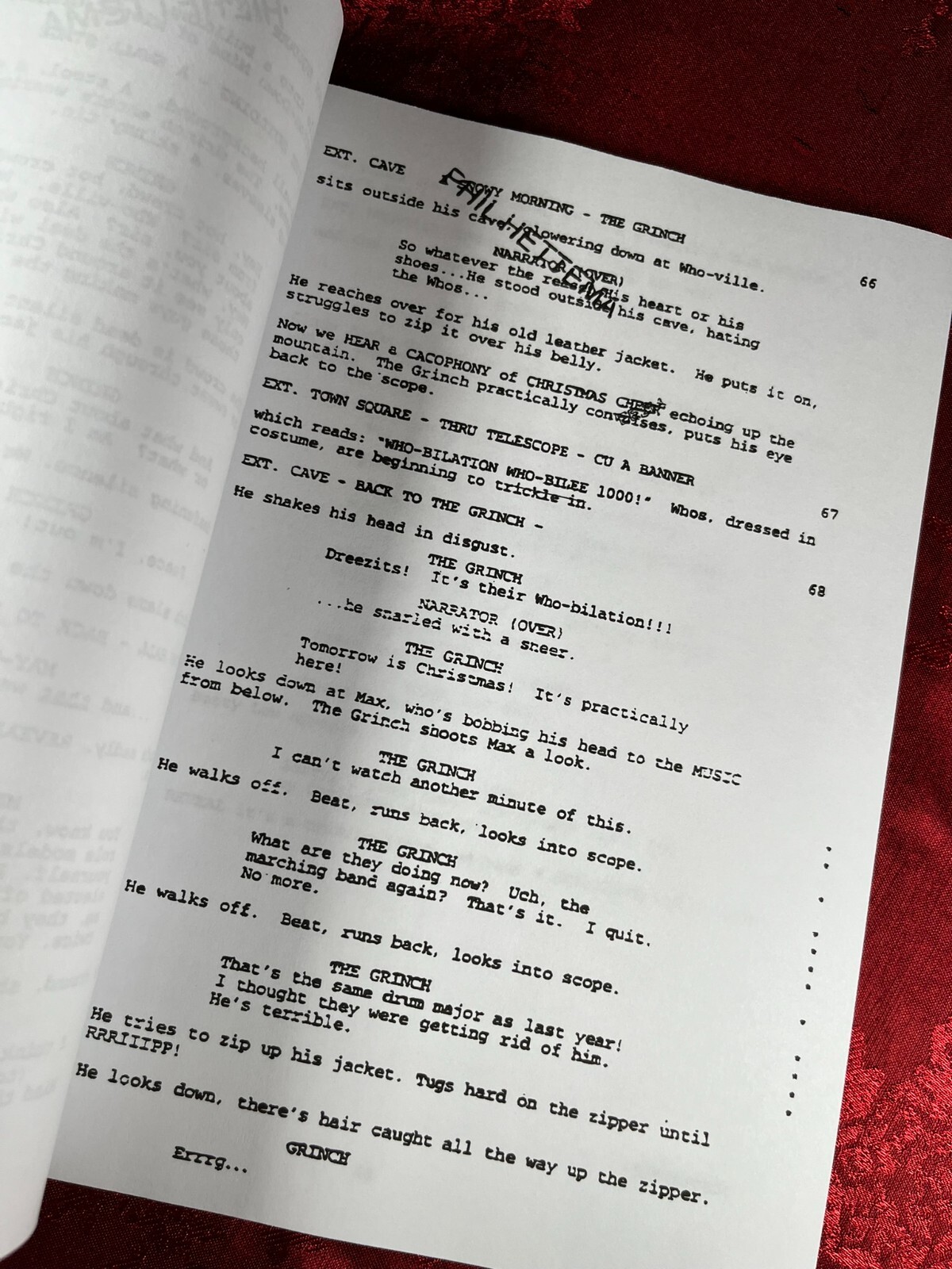 How The Grinch Stole Christmas Script Signed- Autograph Reprints- Jim Carrey