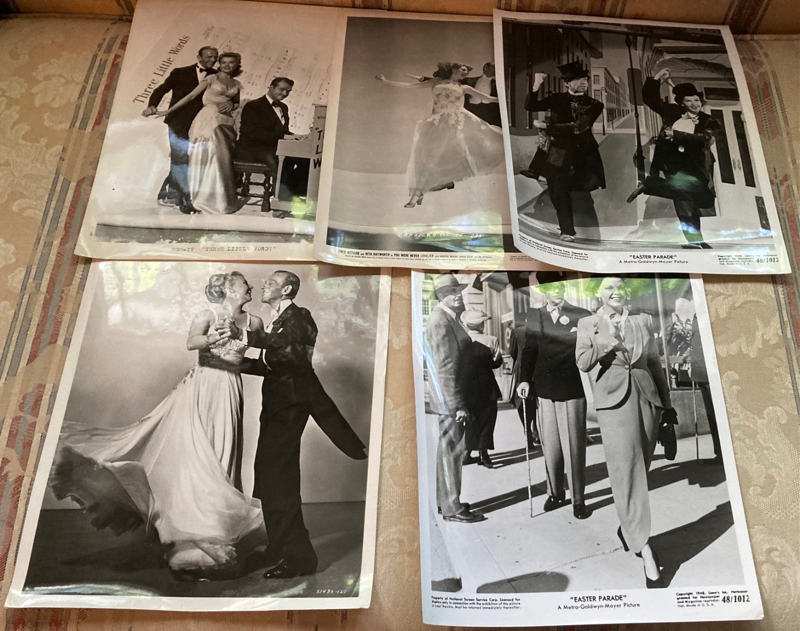 5 Vintage promotional photos for MGM films. F. Astaire, J. Garland, Hayworth