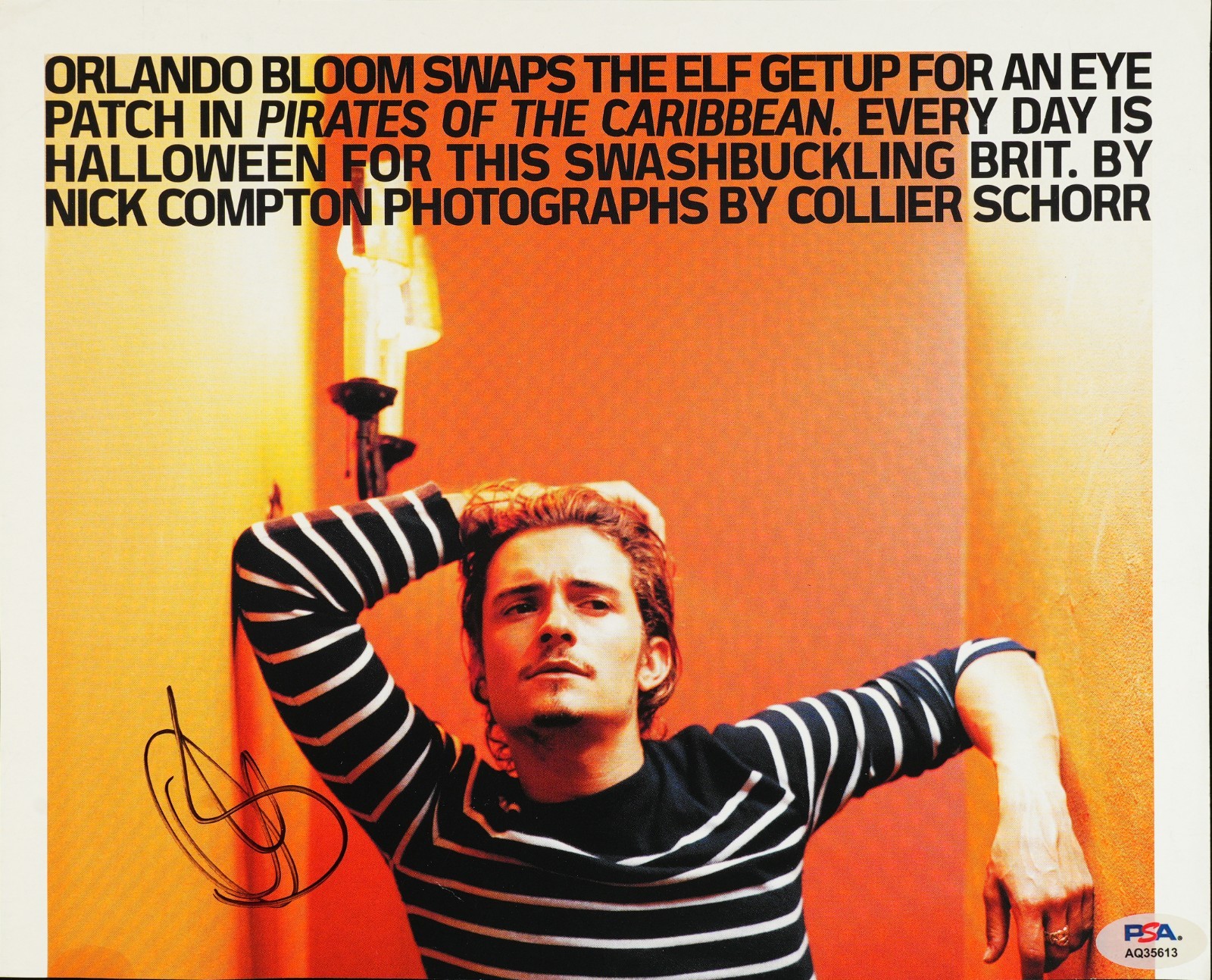 ORLANDO BLOOM SIGNED AUTOGRAPHED MAGAZINE PAGE PHOTO PSA RARE