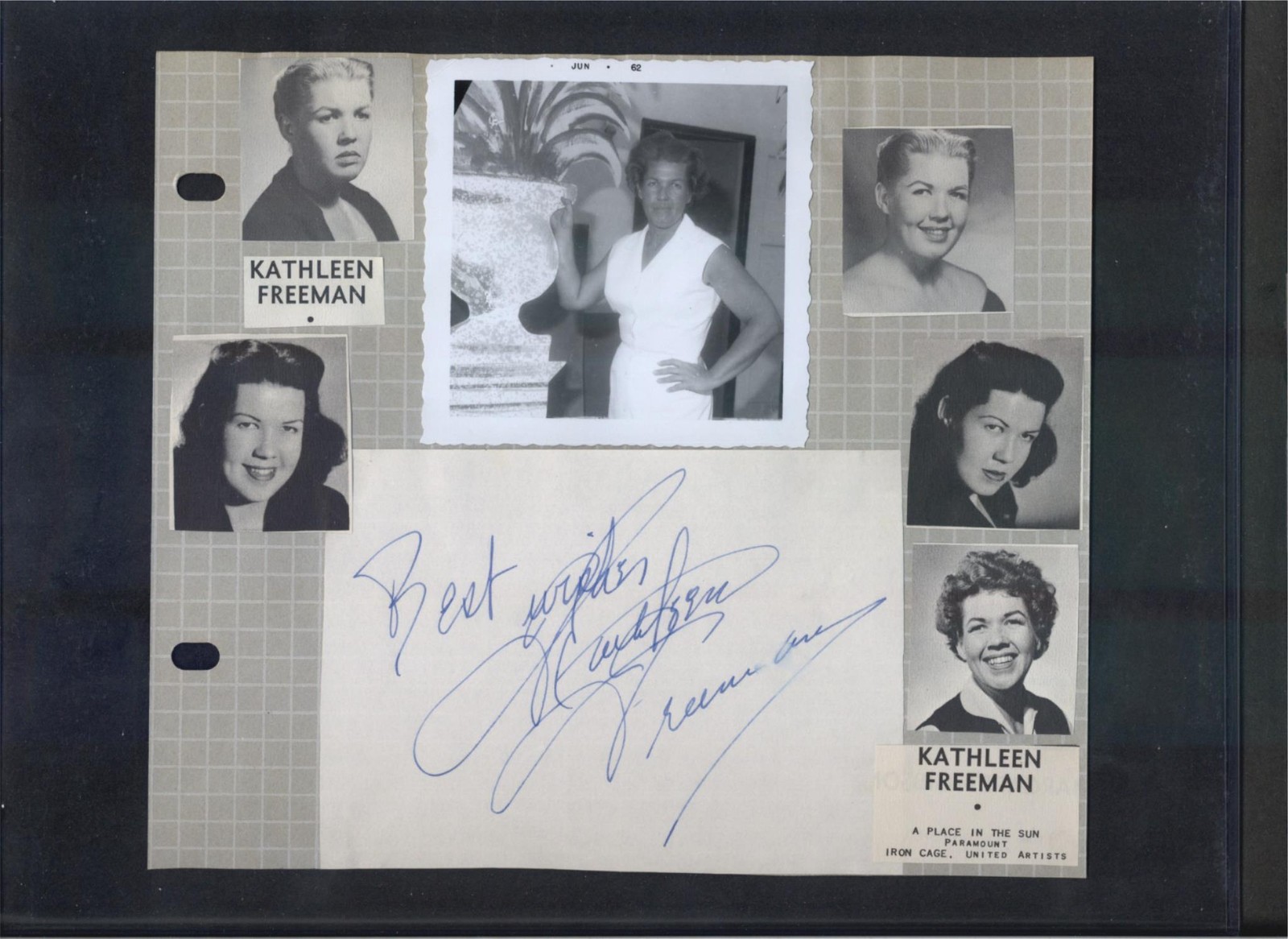 Kathleen Freeman – Dual Signed Autograph Scrapbook Page – Gertrude Astor*