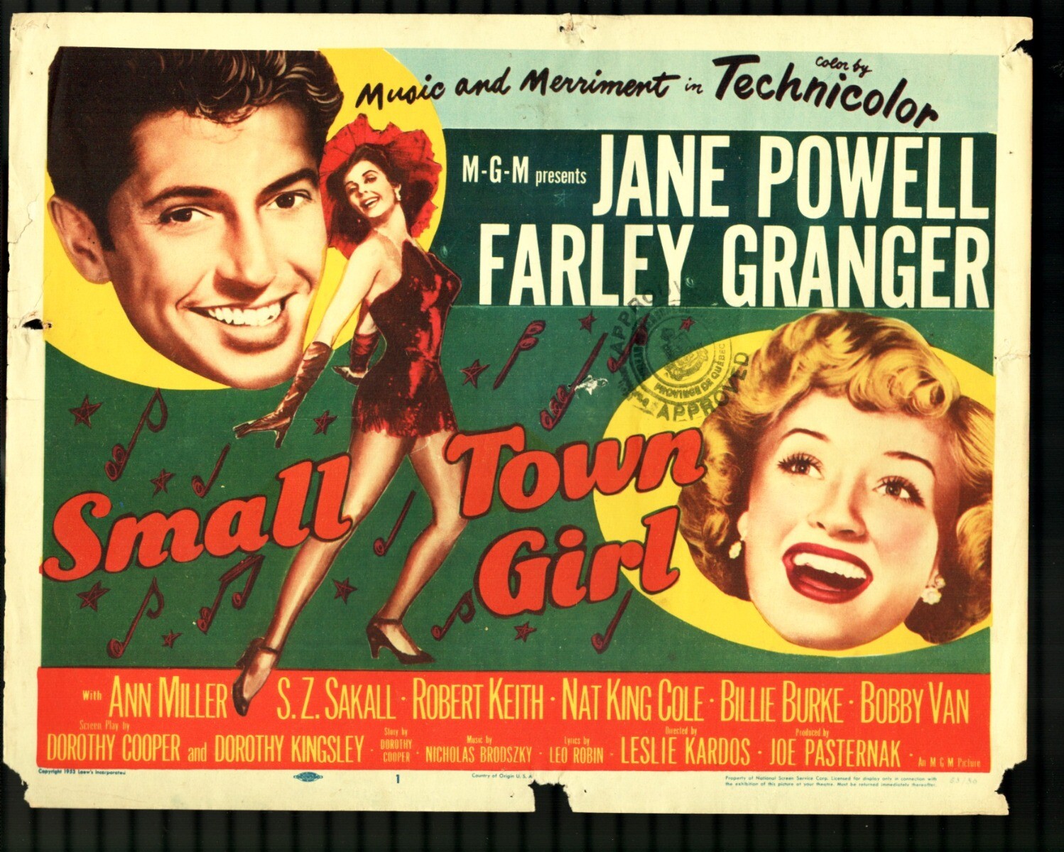 Lobby Card: Small Town Girl 11″x14″ Title Lobby Card #1 Farley Granger Jane P…