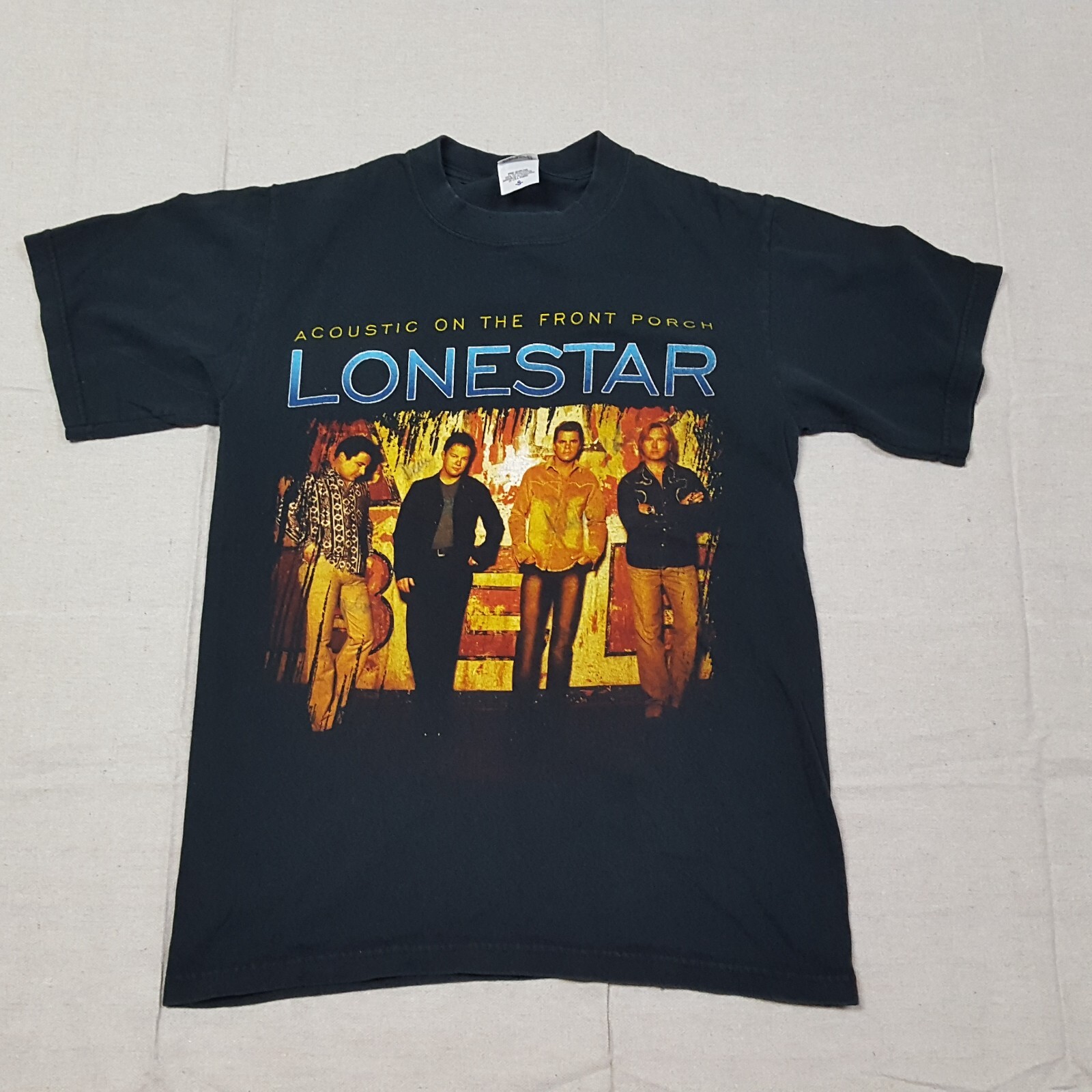 LONESTAR Tour Shirt Mens Small Black Spell Out Acoustic on the Front Porch