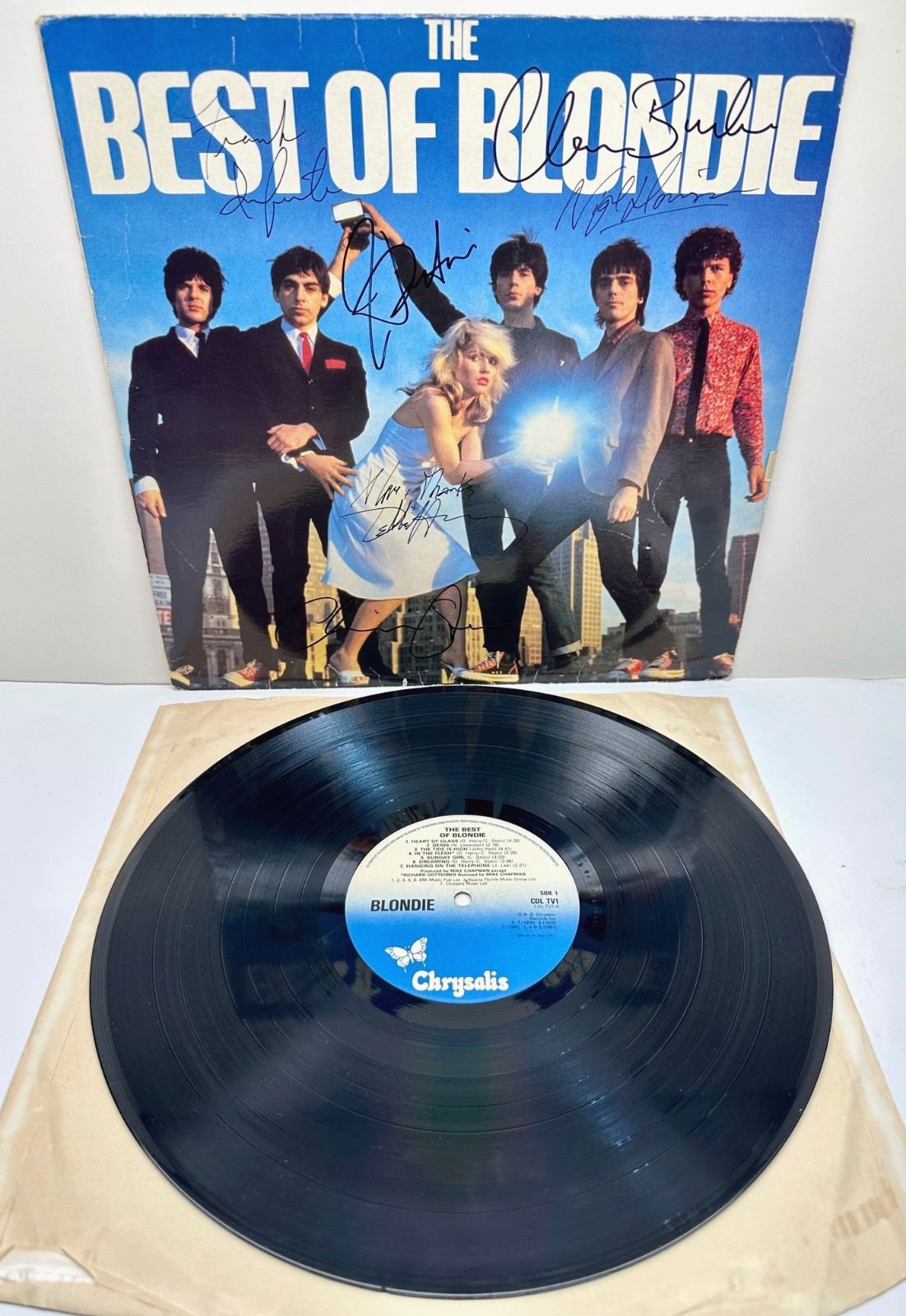 1981 Best Of Blondie LP Signed By 6 Debbie Harry + Band Clem Burke