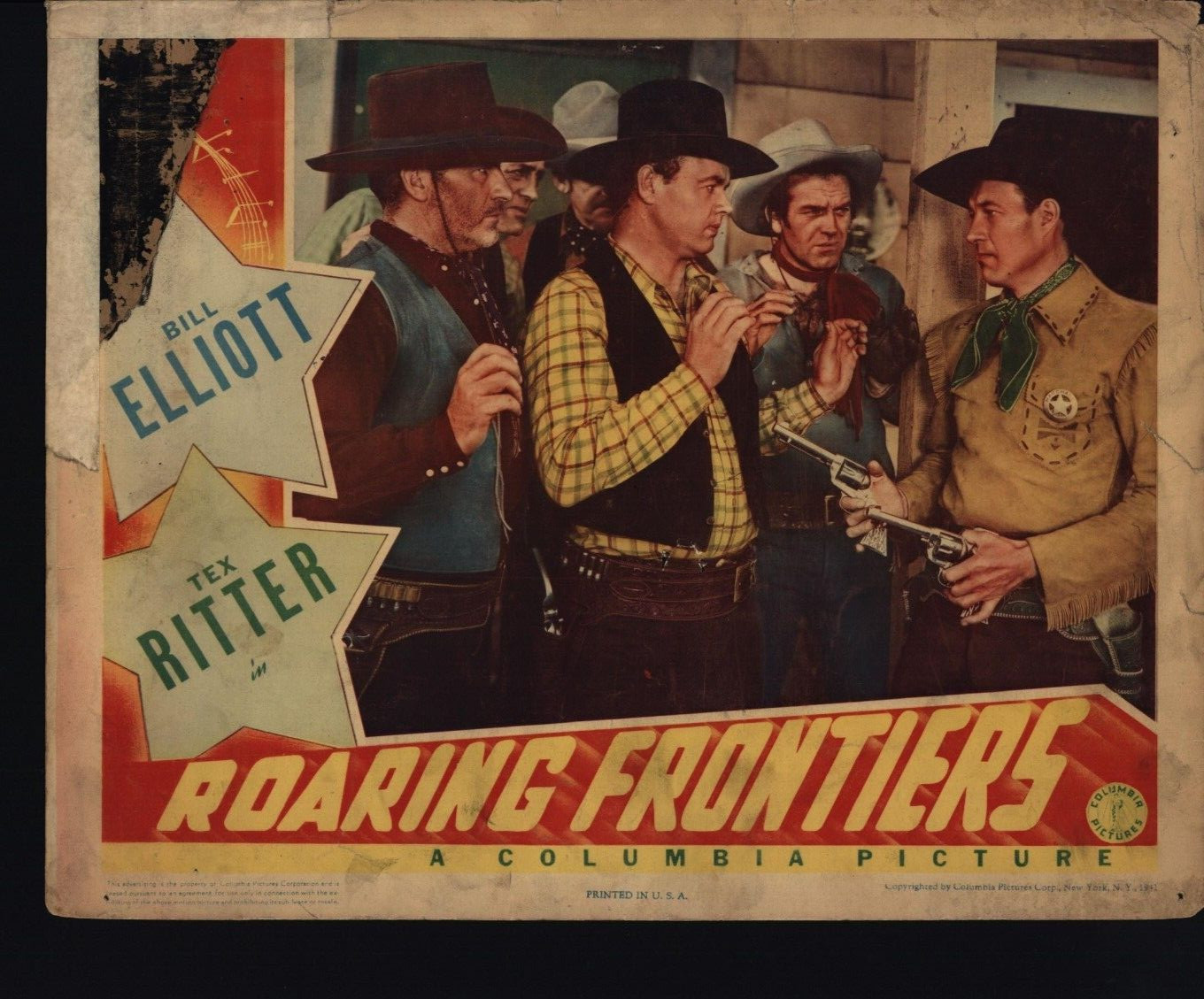 Roaring Frontiers 1941 Bill Elliott Tex Ritter lobby card Box1