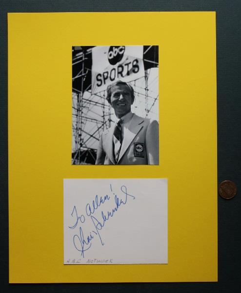 1960-90s ABC Sports TV Voice Chris Schenkel signed autograph & photo set RARE —