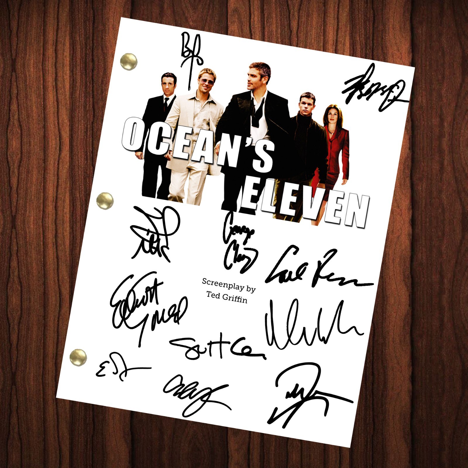 Oceans 11 Signed Autographed Script Full Screenplay Full Script Reprint