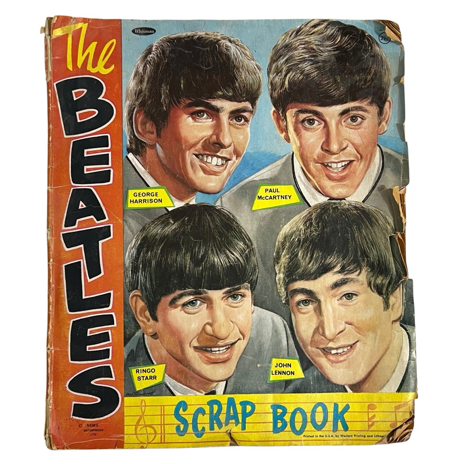 Vtg 1960s Beatles Scrapbook Photos Clippings Articles Ephemera Book 13″ x 11″