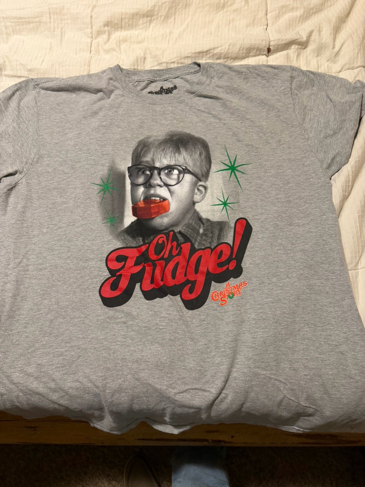 A Christmas Story Oh Fudge! Gray T-Shirt Size XL Movie Promotional