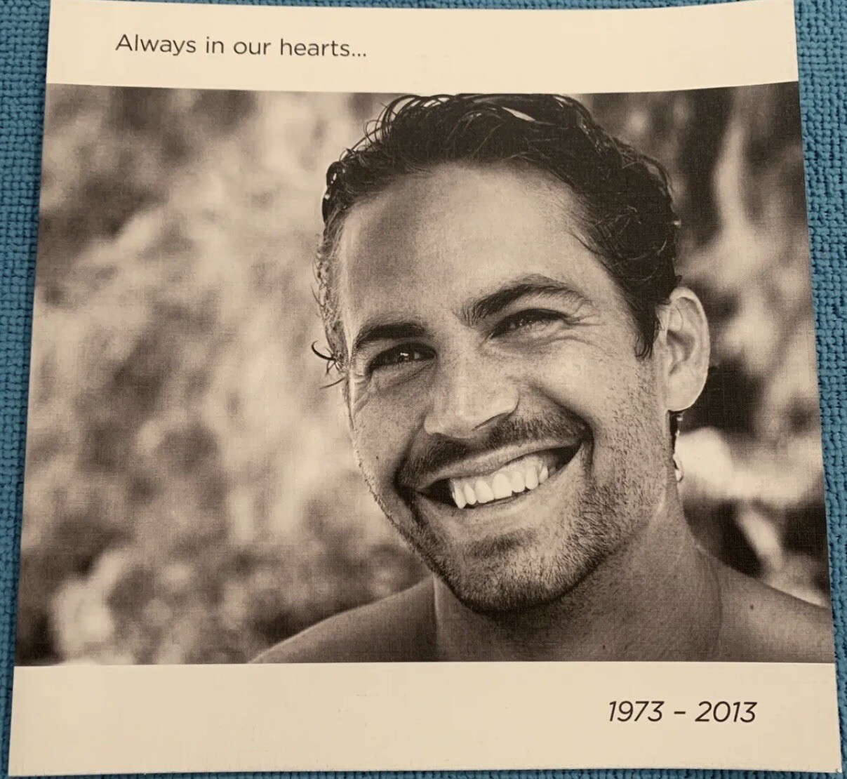 PAUL WALKER FUNERAL MEMORIAL PHAMPLET DECEMBER 14 2013 HELD AT UNIVERSAL STUDIOS