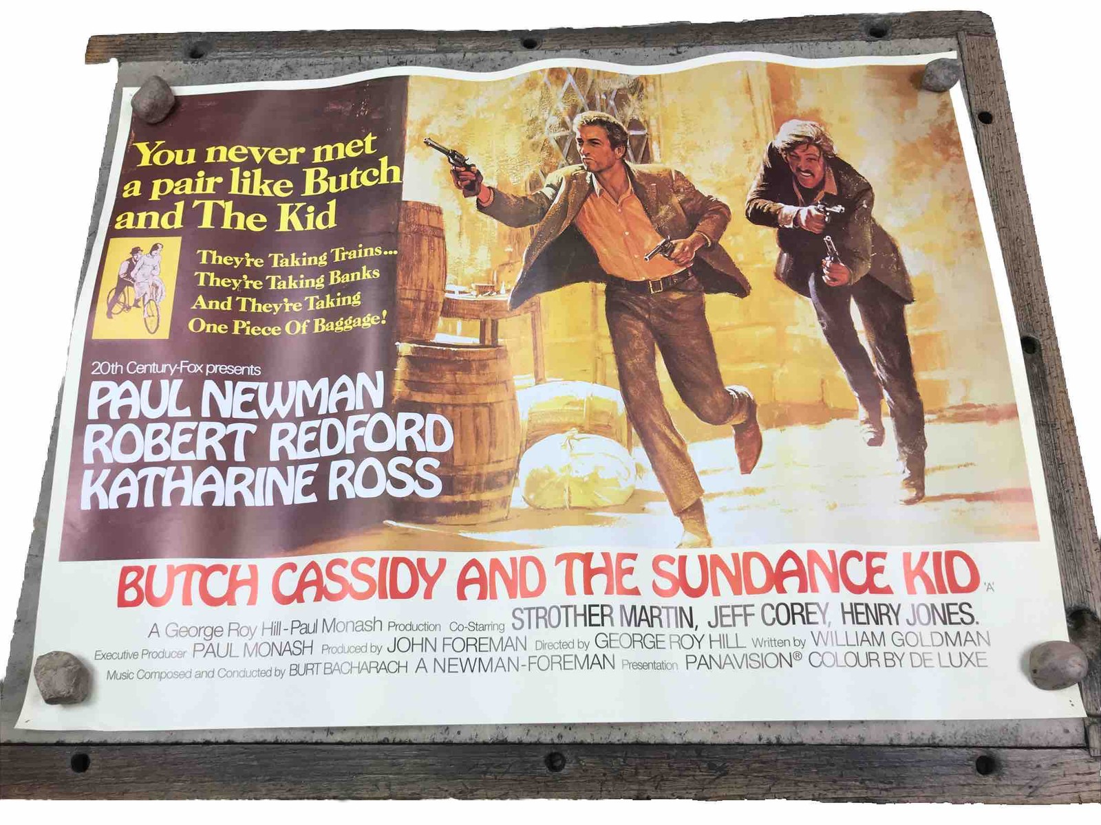 Vintage BUTCH CASSIDY AND SUNDANCE KID POSTER 26” x 36” 20th Fox Paul Movie