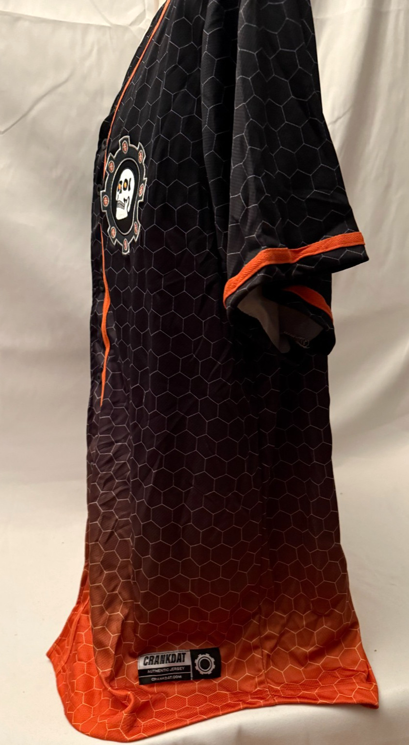 Crankdat EDM DJ Official Embroidered Black/Orange Baseball Jersey XL