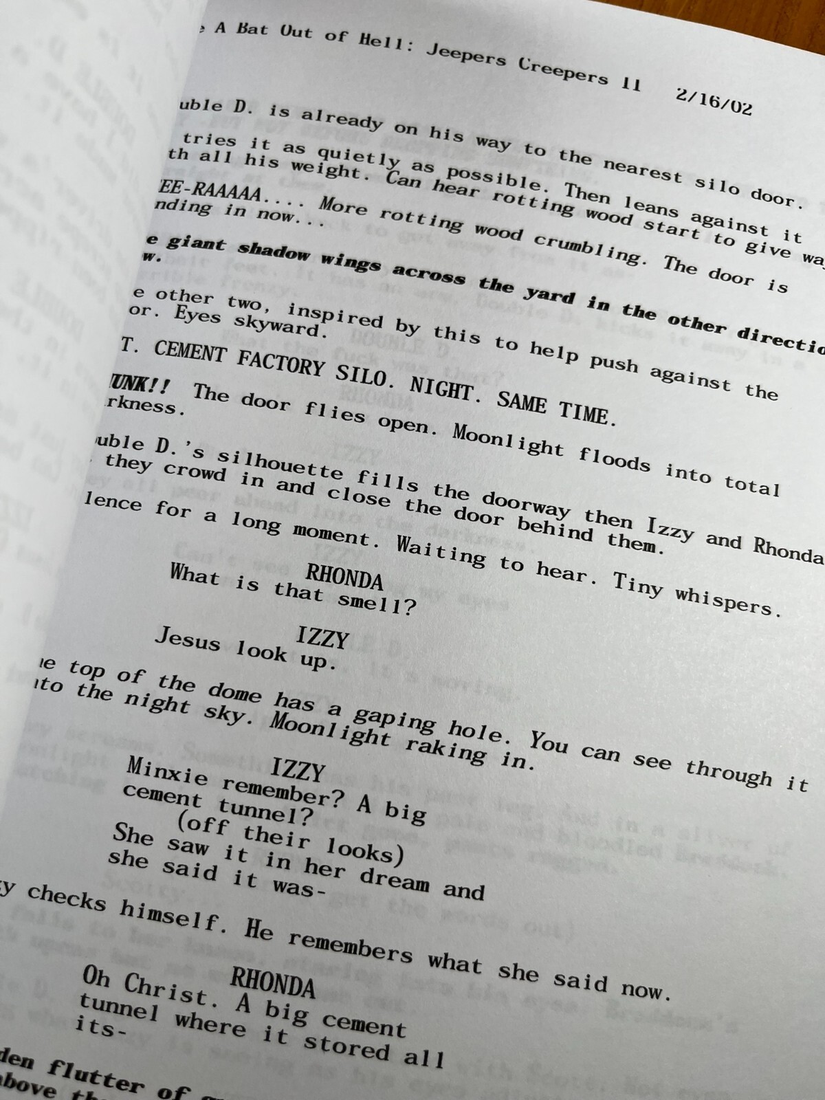 Jeepers Creepers 2 Script Signed- Autograph Reprints- READ DESCRIPTION