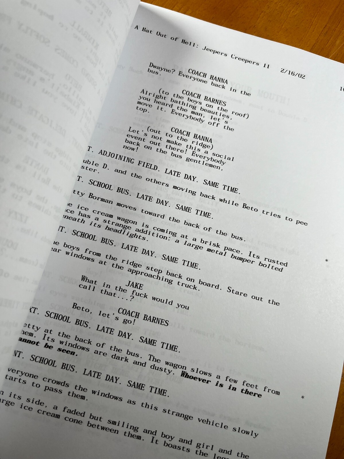 Jeepers Creepers 2 Script Signed- Autograph Reprints- READ DESCRIPTION
