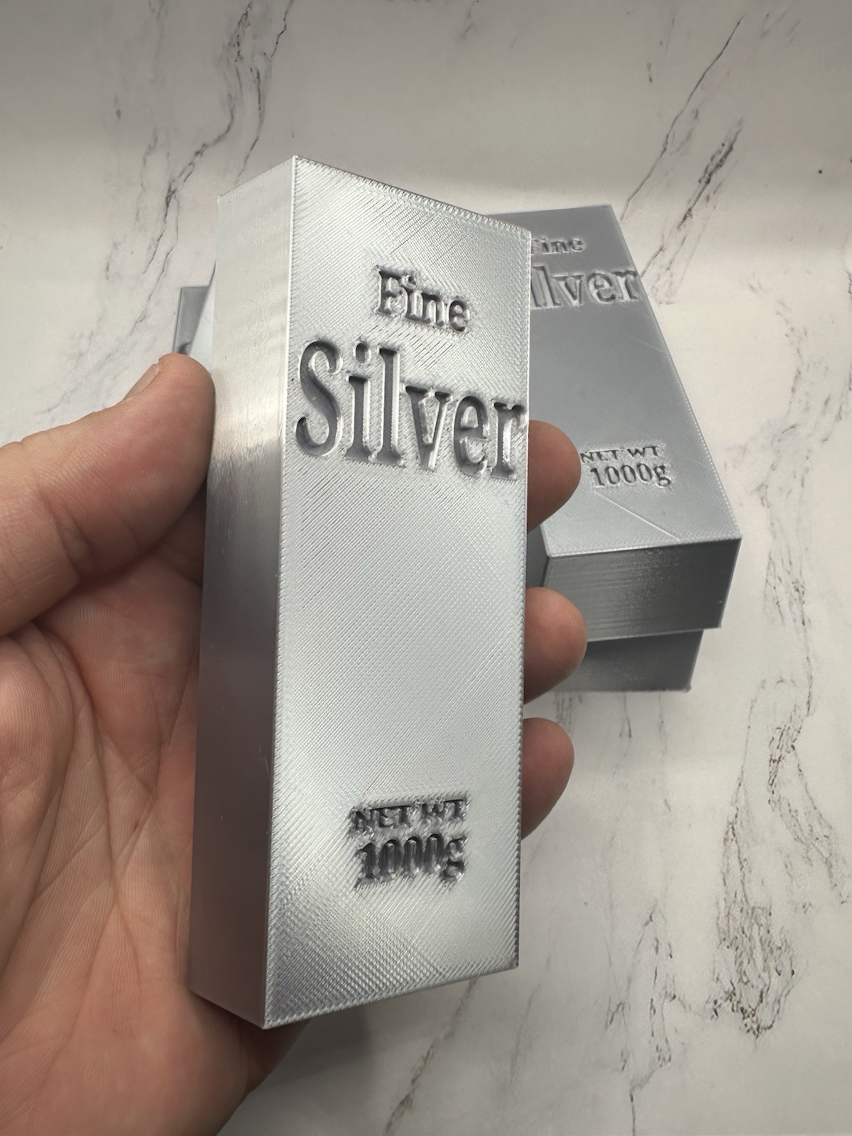 6pc Silver Bar Stack Set | 1kg Style Faux Bullion Display Prop Silver Stacker