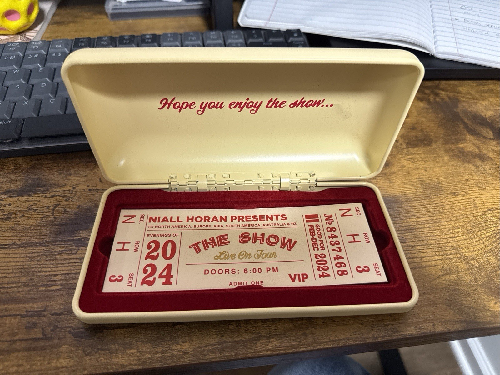 Niall Horan The Show Live On Tour Commemorative Ticket Case One Direction