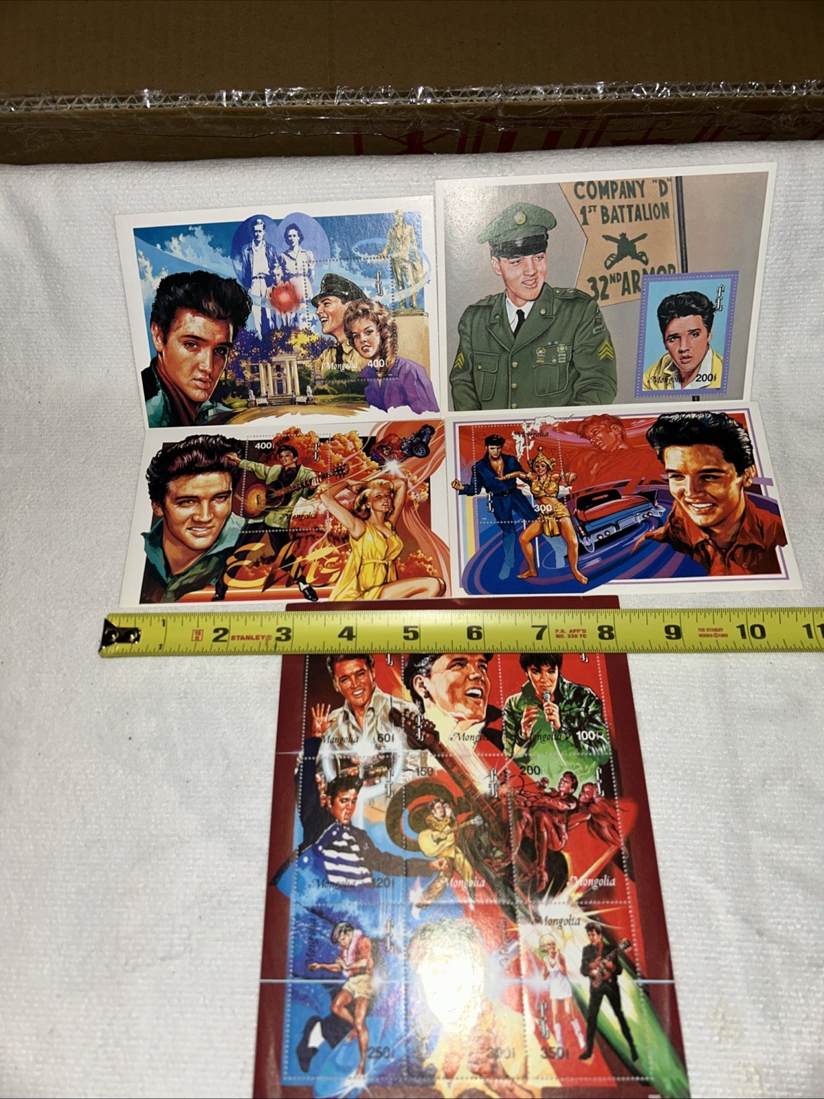 All 5 Pc Set Elvis Presley Limited Edition Postage Stamp Mongolia Army Family🎥