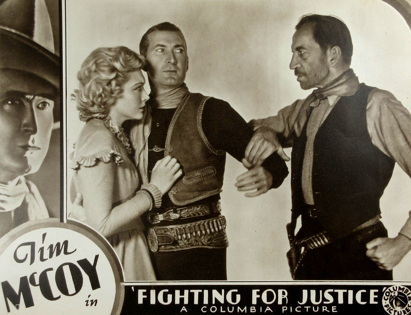 Vintage Western Cowboy Movie Tim McCoy Fighting for Justice Lobby Card 1932