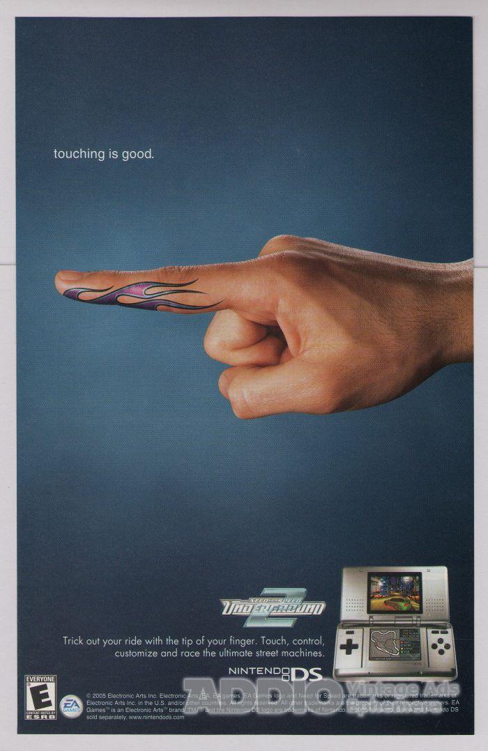 Need for Speed Underground 2 PRINT AD Nintendo DS touching is good ad page 2005