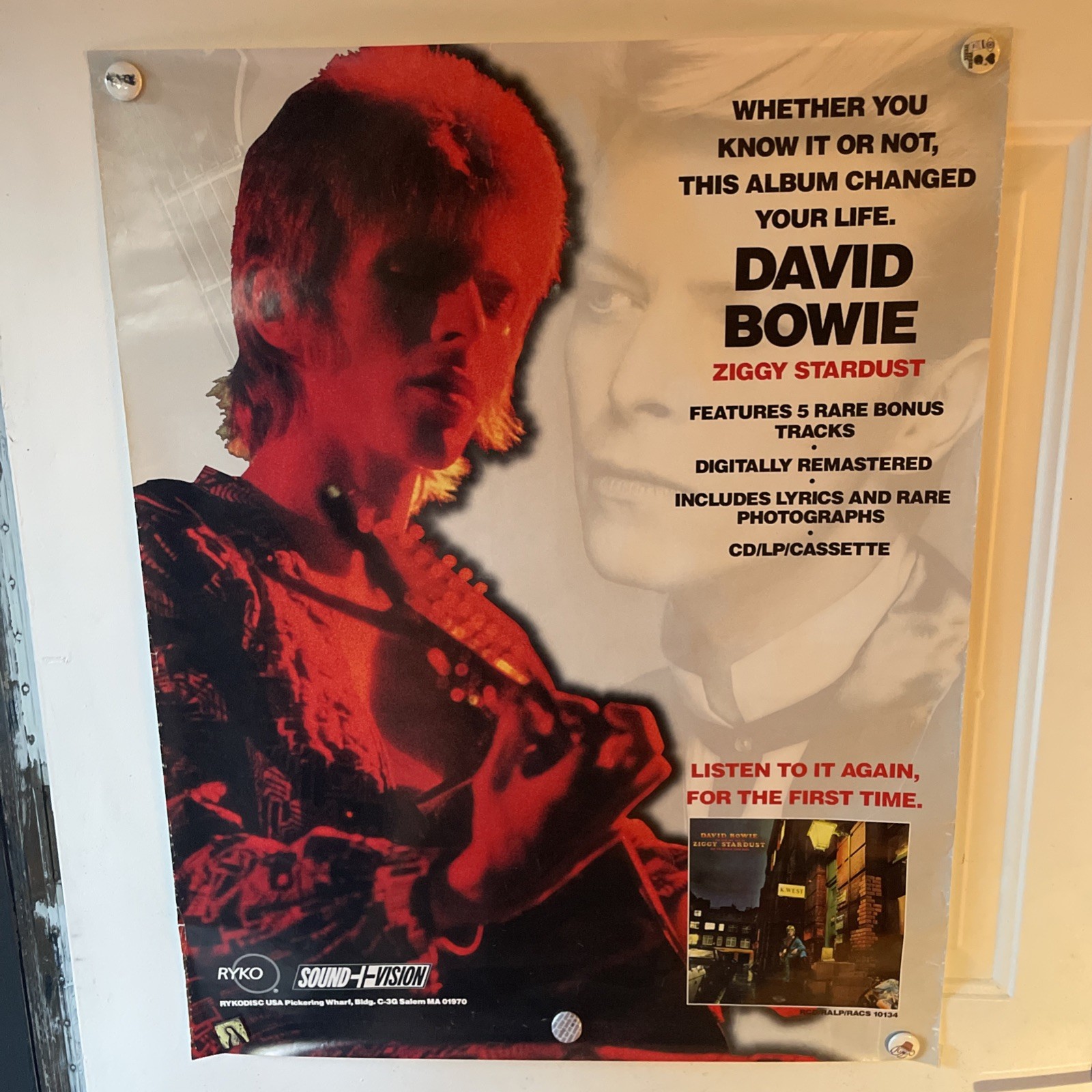 DAVID BOWIE “ZIGGY STARDUST” Original 90s Remaster Promotional RYKO USA Poster