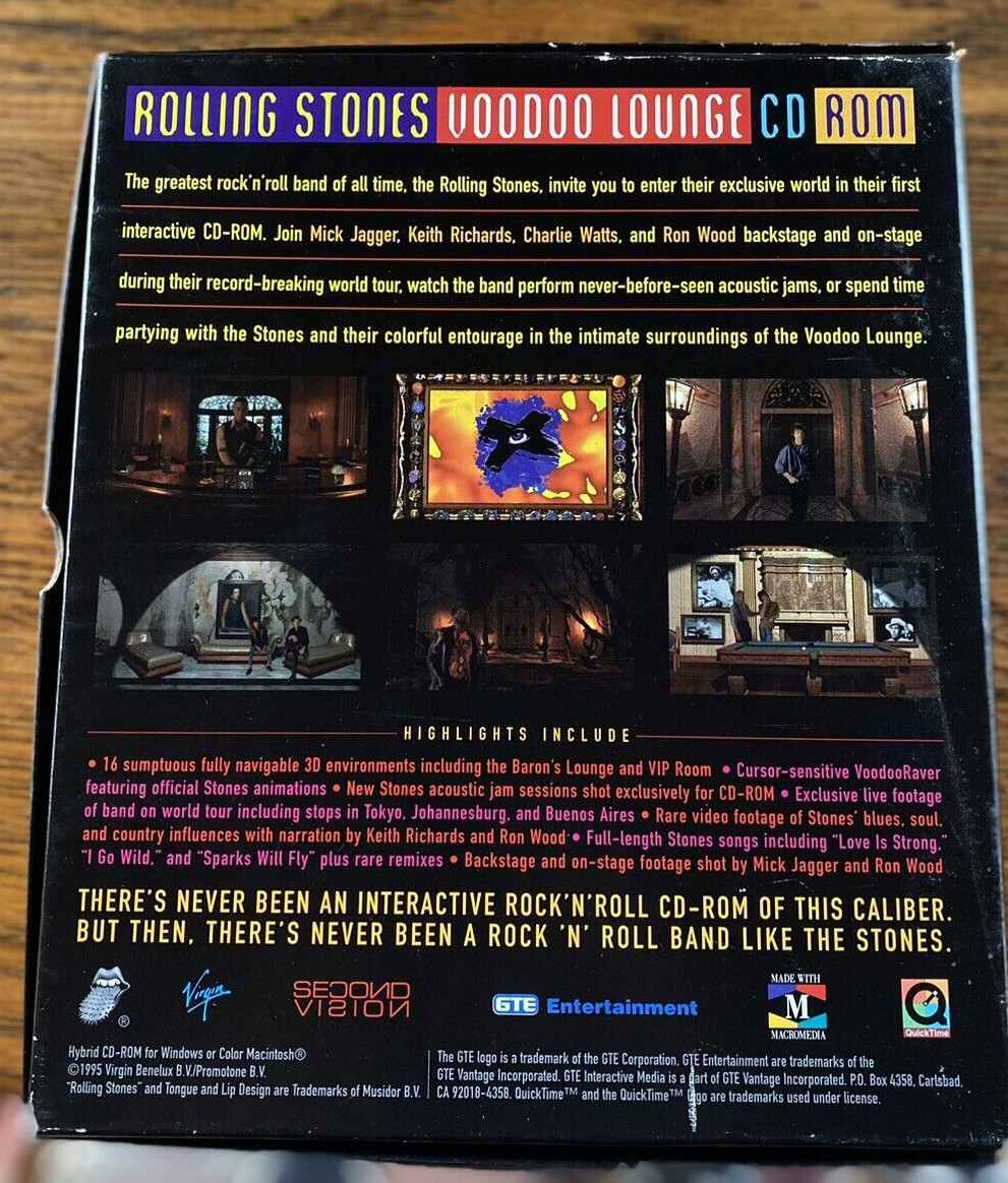 ROLLING STONES Voodoo Lounge Interactive CD ROM PC & MAC 1995 VGD