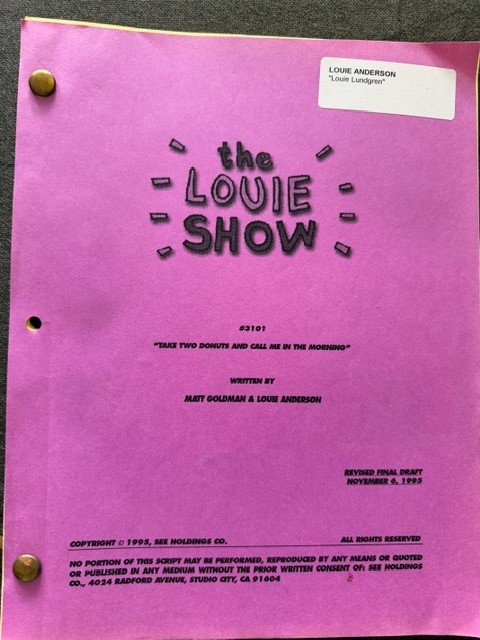 THE LOUIE SHOW script LOUIE ANDERSON original personal script 1996 COA S1EP1