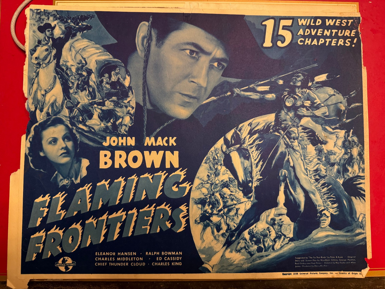 Flaming Frontiers 1938 Universal 10×13″ western title lobby Johnny Mack Brown
