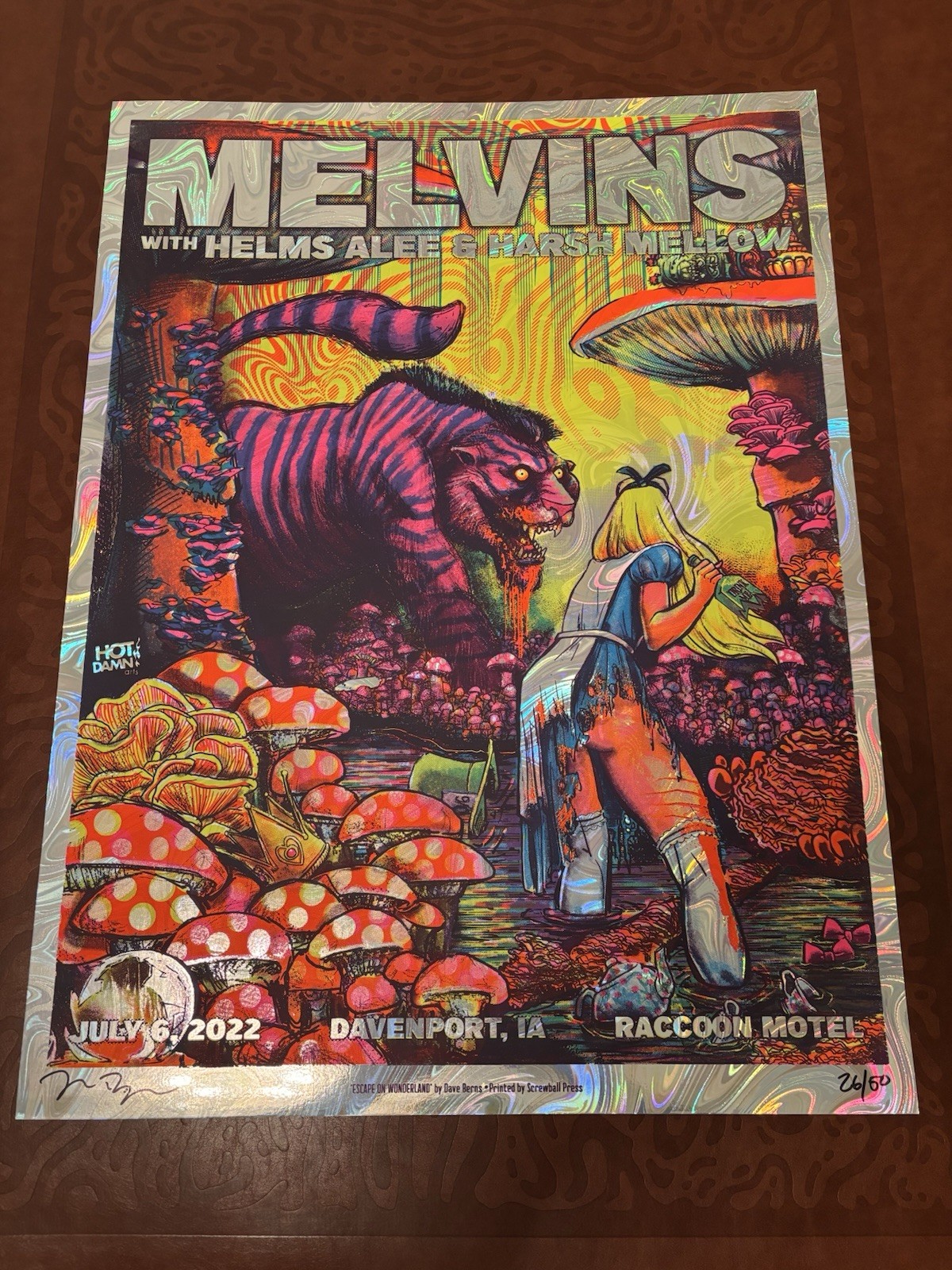 Melvins Band 2022 Swirl Foil Concert Poster Davenport, IA 26/50 DAVE BERNS