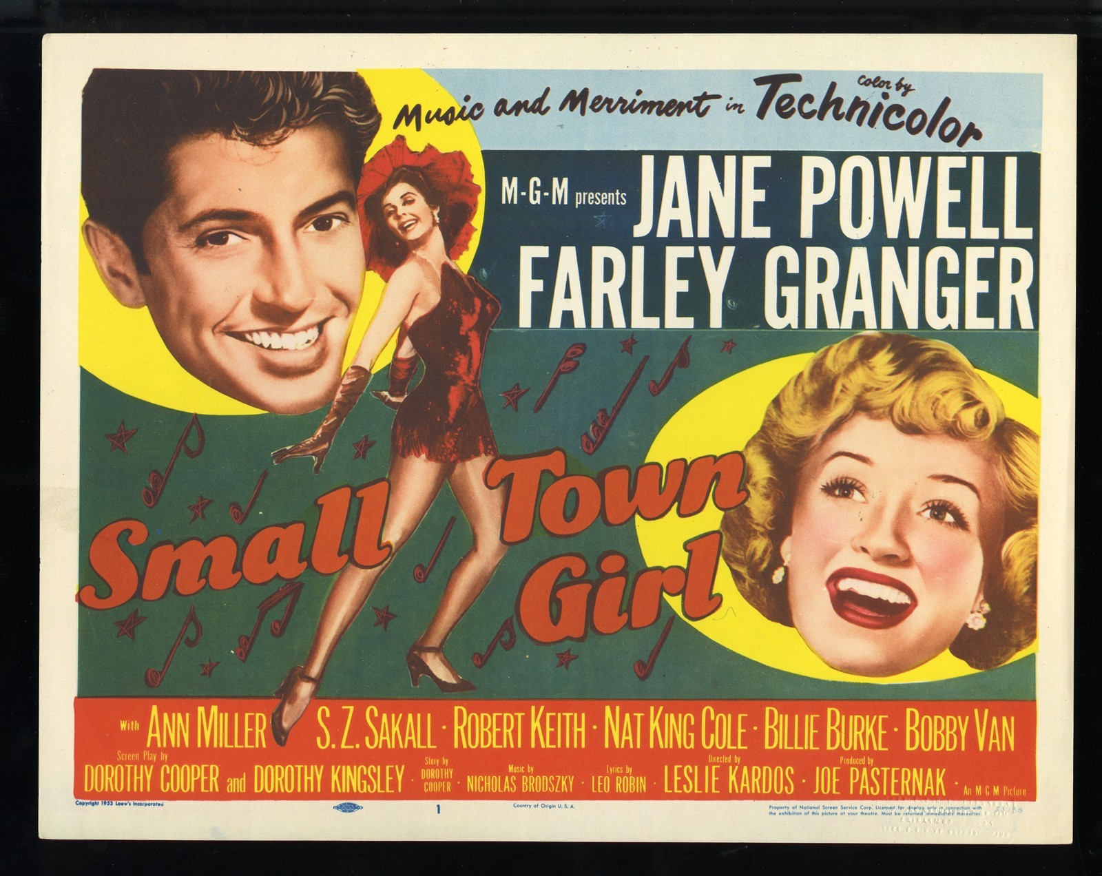 1953 Small Town Girl #1 Original Lobby Card 11×14 Jane Powell F. Granger *N514