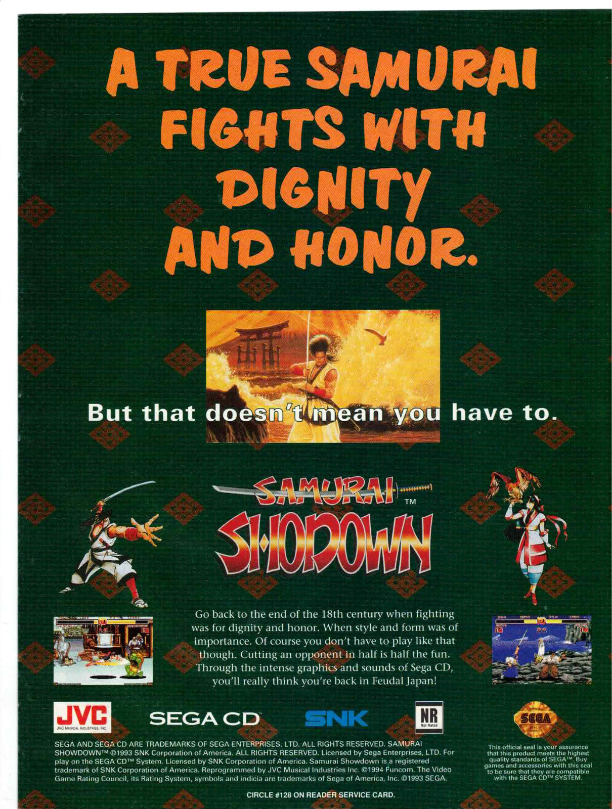 1994 Samurai Shodown video game print ad
