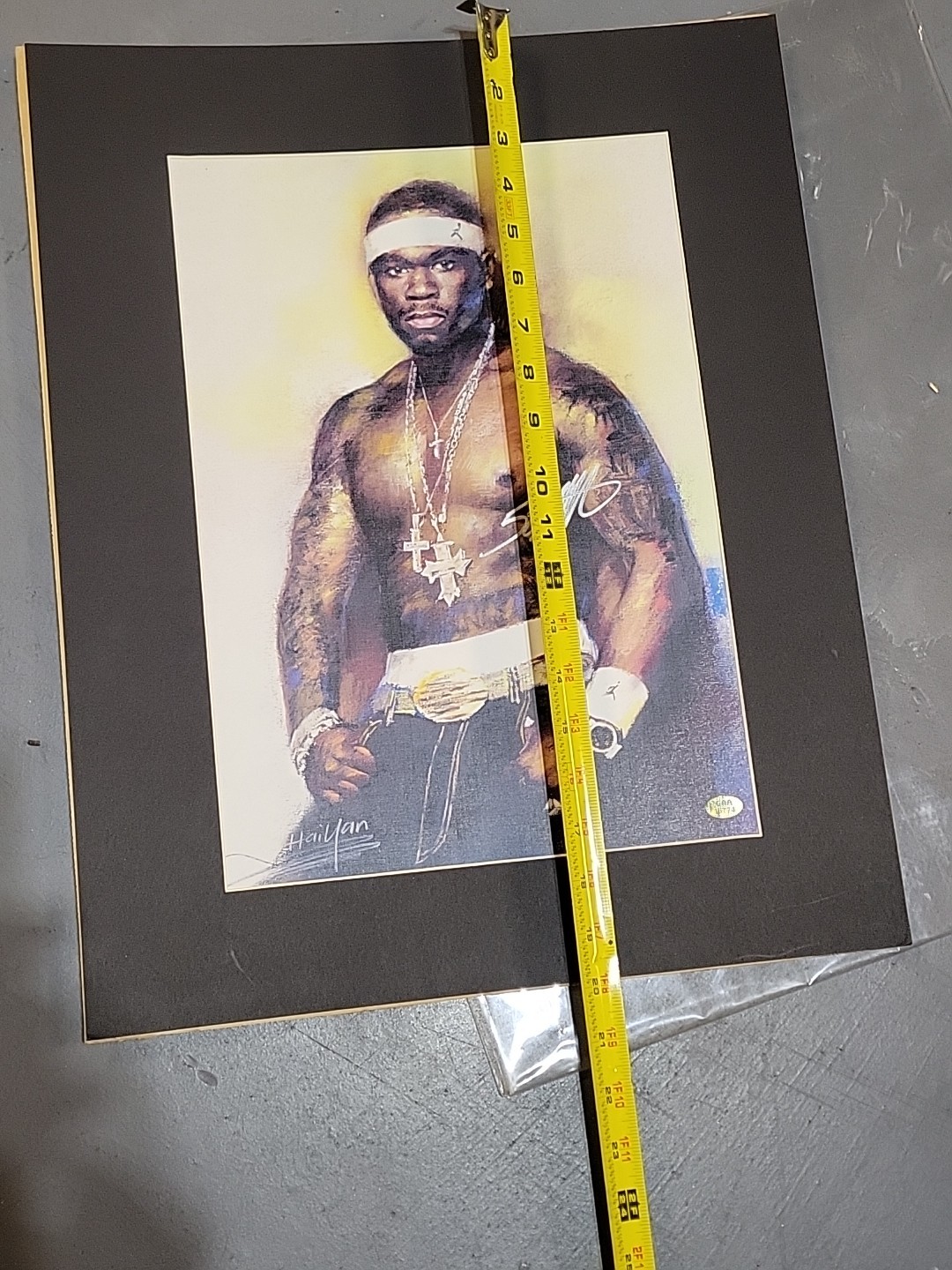50 CENT SIGNED AUTOGRAPH Matted Print Haiyan – 20″ x 16″