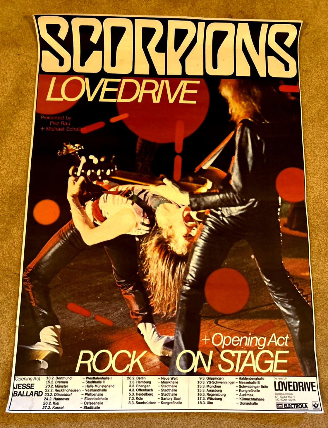 1979 SCORPIONS 24″ x 32″ Inches LOVEDRIVE GERMAN CONCERT FESTIVAL TOUR POSTER