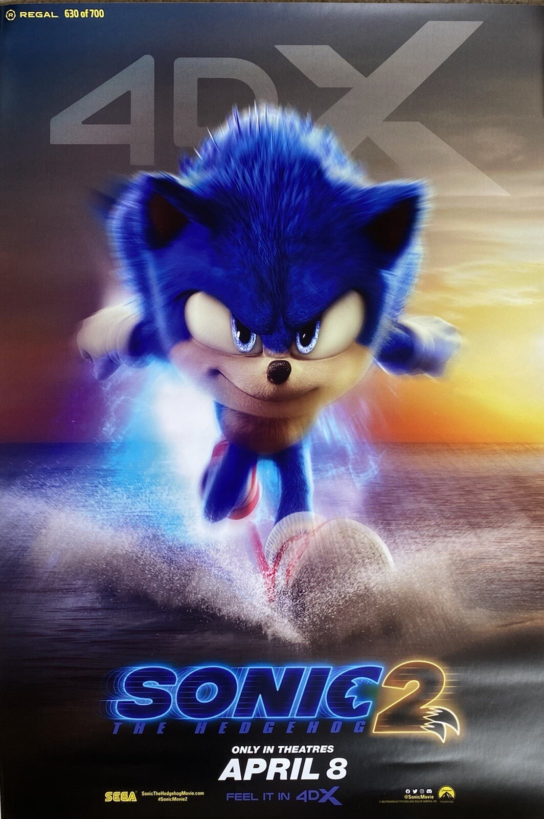Sonic 2 4DX Regal LE Numbered Poster 13”x19” Based On SEGA Game Limited Edition