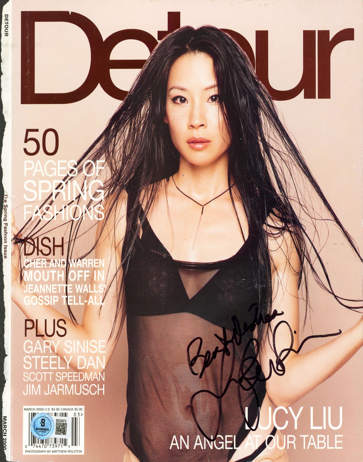 Lucy Liu “Best Wishes” Signed Detour Magazine Cover March 2000 BAS #BS20873