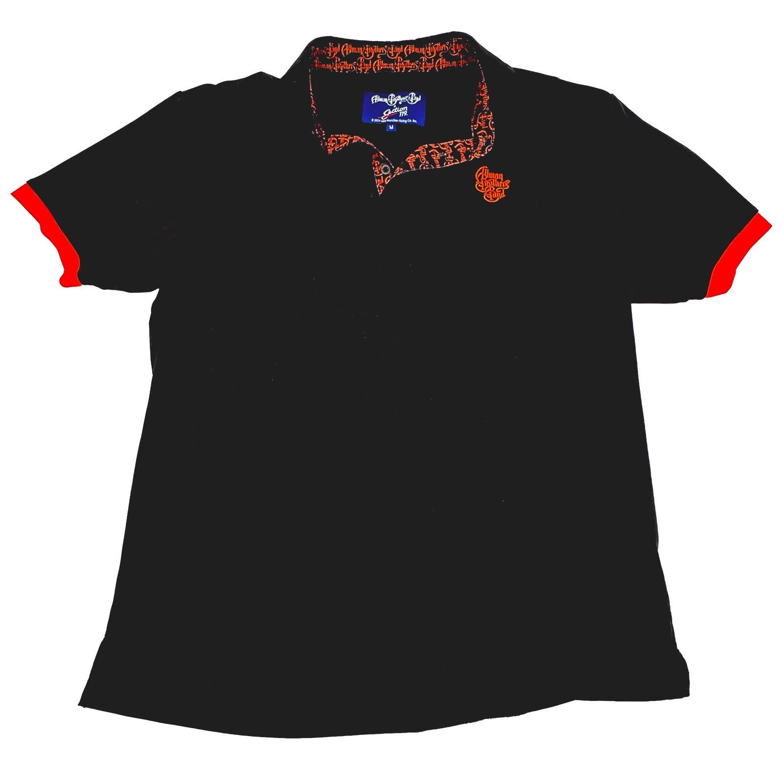Allman Brothers Band x Section 119 Polo Shirt Mens M Black Orange Band Logo