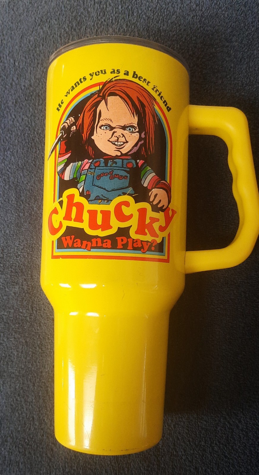 Chucky Wanna Play Yellow Mug Movie Promo Collectible Memorabilia for Movie Fans