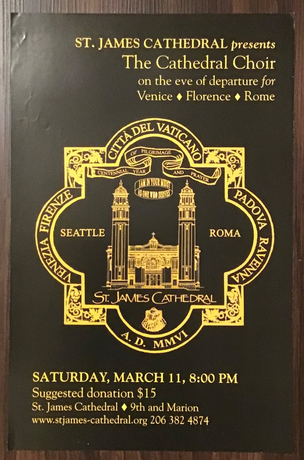 March 11 2006 St. James Cathedral Choir concert 11 x 17 inch promo poster
