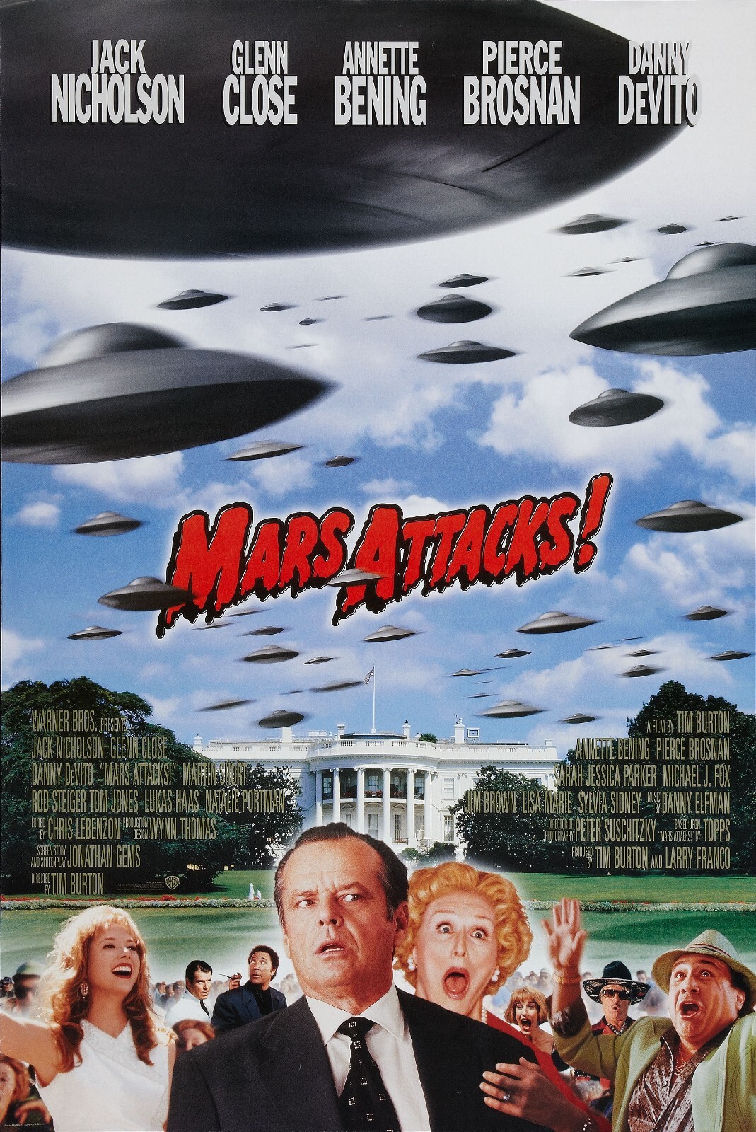 1996 Mars Attacks Movie Poster 11X17 Jack Nicholson Glenn Close 👽🍿