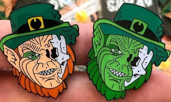 6 ENAMEL PIN SET LOT VERY RARE KILLER LEPRECHAUN HORROR GOTH COLLECTIBLE MOVIE
