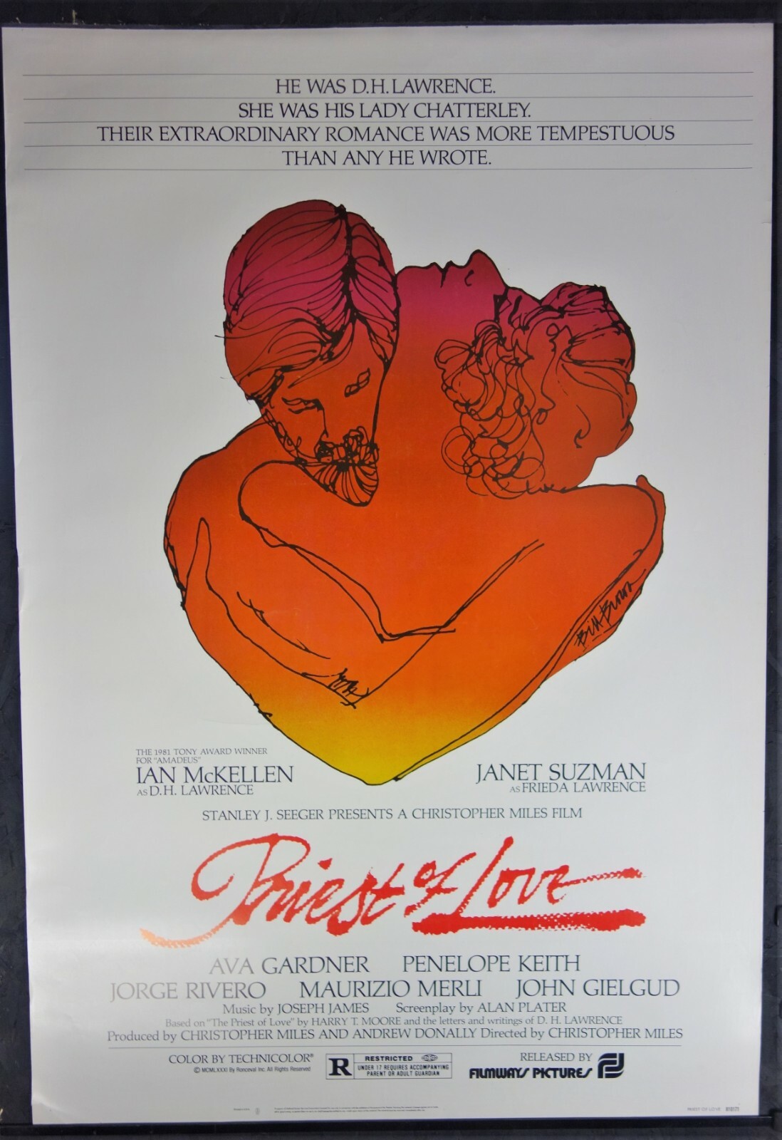 1981 Priest of Love XL Movie Film Poster 40×60 Ian McKellen Ava Gardner