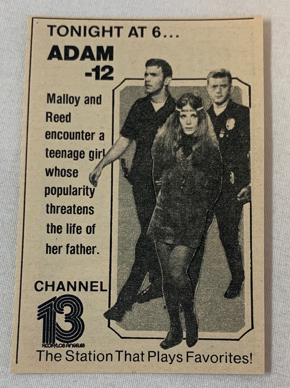 1976 small KCOP tv ad ~ ADAM-12 ~ teenage girl whose popularity threatens