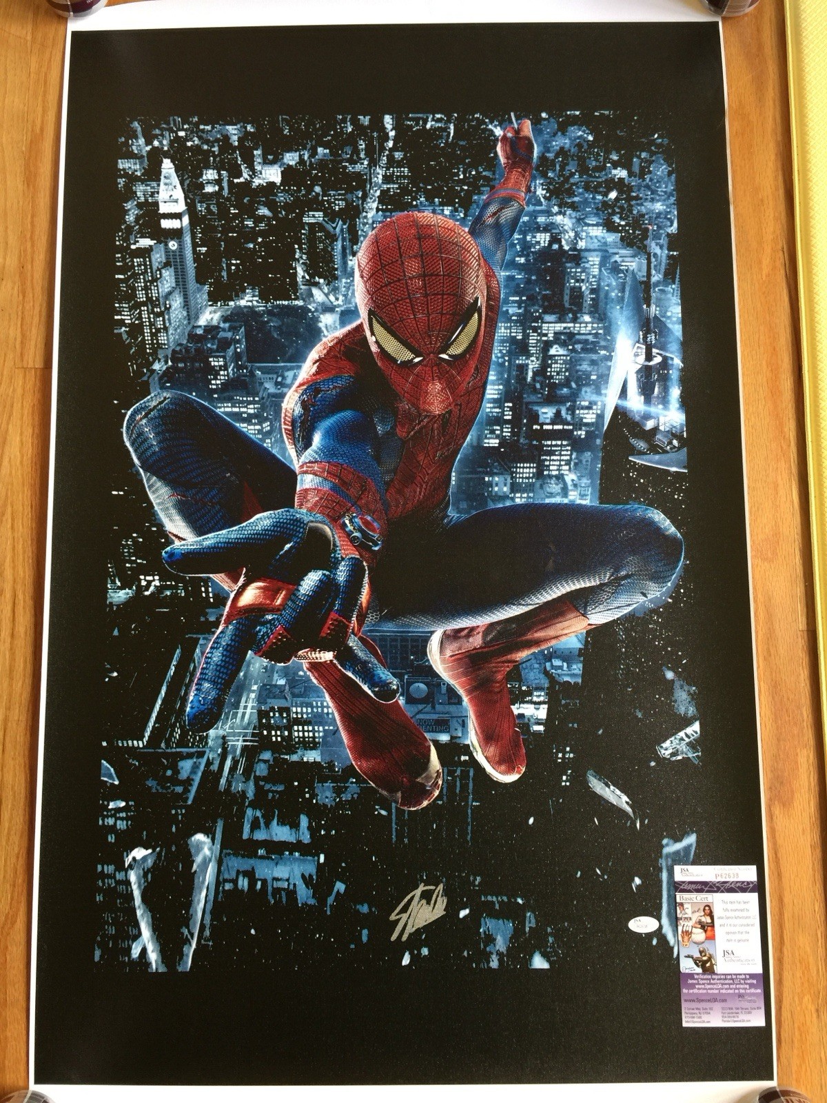 MARVEL COMICS STAN LEE signed 23.5×36 SPIDER-MAN GICLEE CANVAS JSA WITNESS COA 2