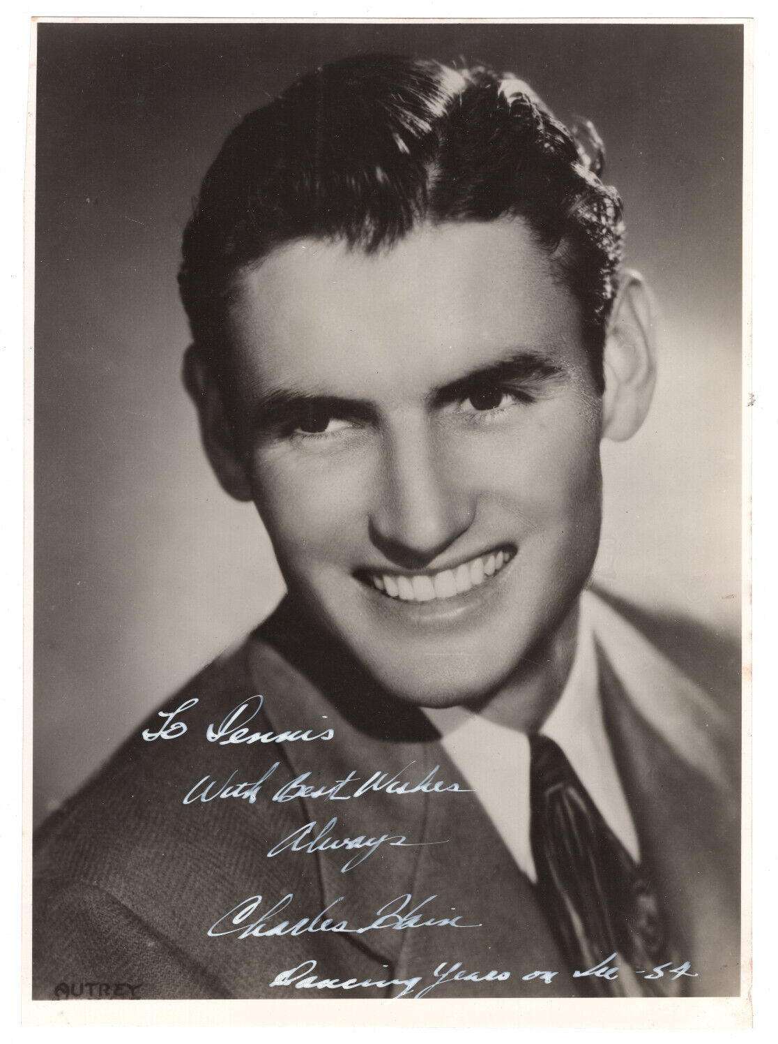 Charles Hain Signed 8 x 10 Photo 1960s / Autographed Ice Follies Figure Skating