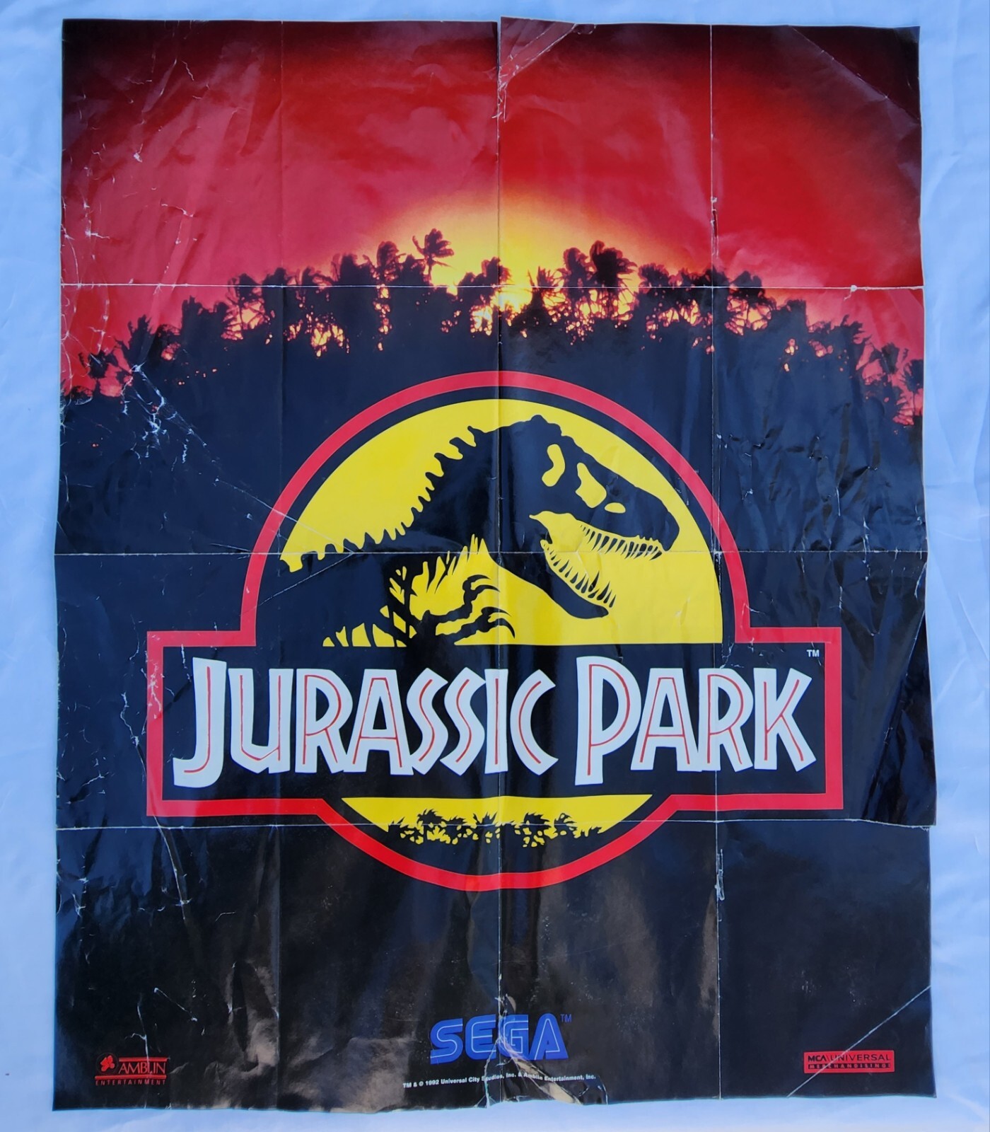 Vintage Original 1993 Jurrasic Park Movie Video Game Poster 20.5″ x 16.5″
