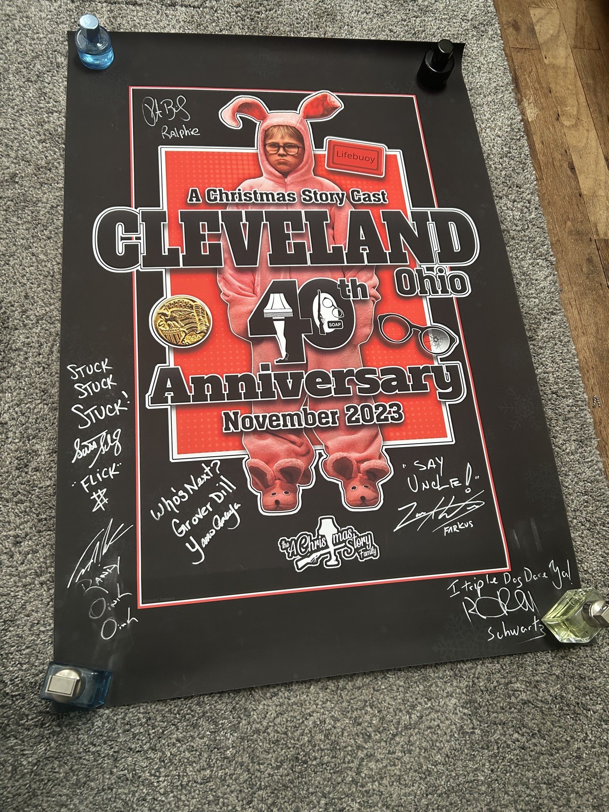A CHRISTMAS STORY CAST SIGNED LTD. 40TH ANNIVERSARY 24X36 CLEVELAND POSTER